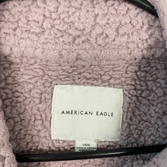 American Eagle Sherpa Fleece Pullover 1/2 Zip Lilac Purple Mock Neck Size Large - Picture 9 of 11